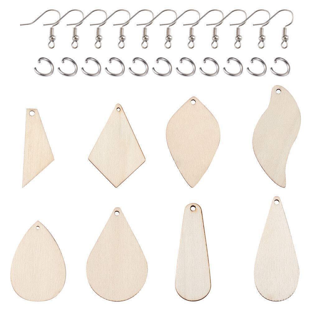 5985 260pcs/set Wooden Dangle Earring Making Kit with Unfinished Blank Wood